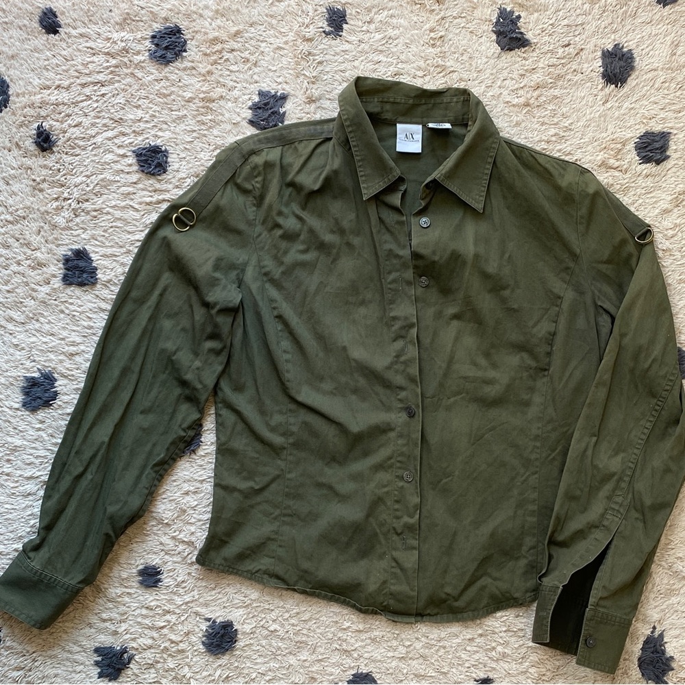 Armani Exchange vintage green button up !